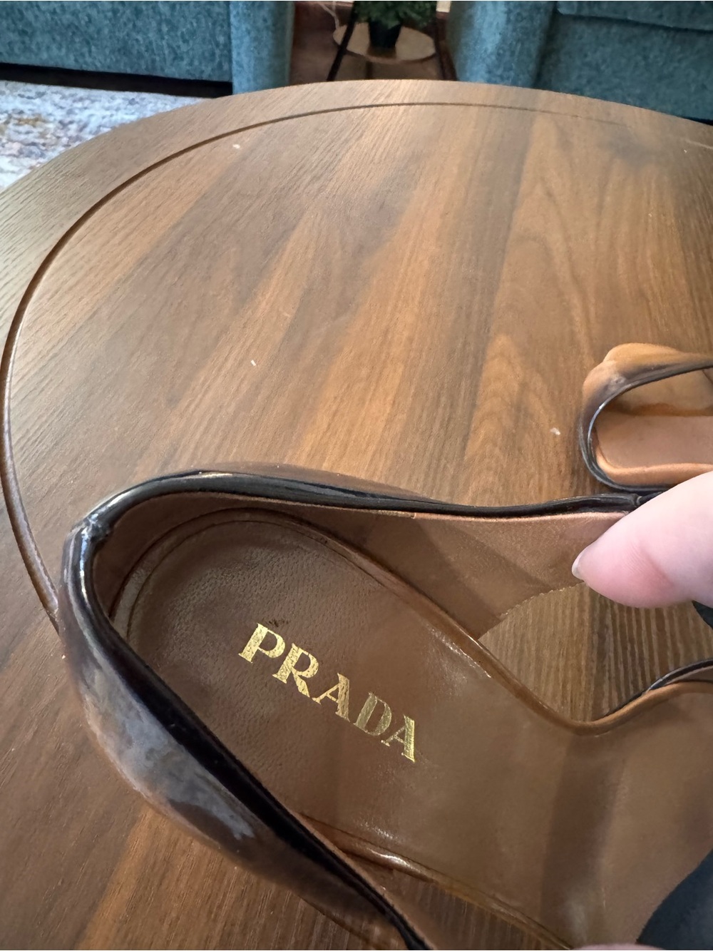 Prada Brown Ombre Patent Leather High Heel Sandals with dust bags - Size 39.5 - Picture 3 of 8